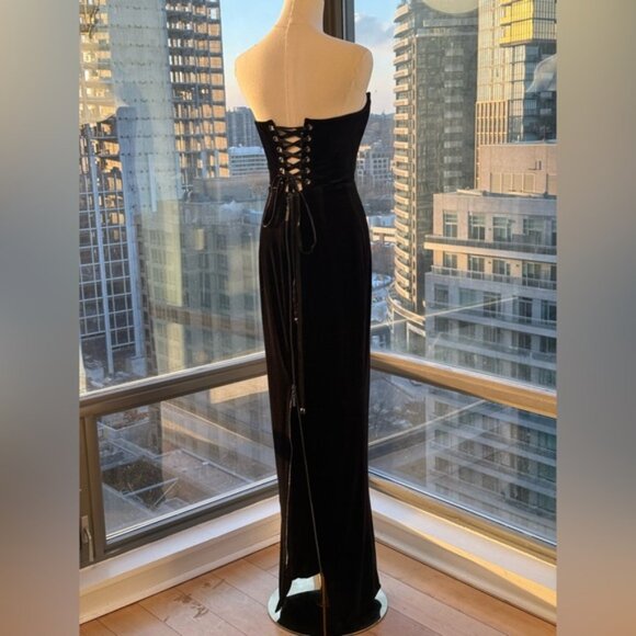 🆕 BRONX & BANCO 🧿 NWOT Florentina Corset Gown, Black Velvet, Sz XS US 2 - Picture 9 of 15